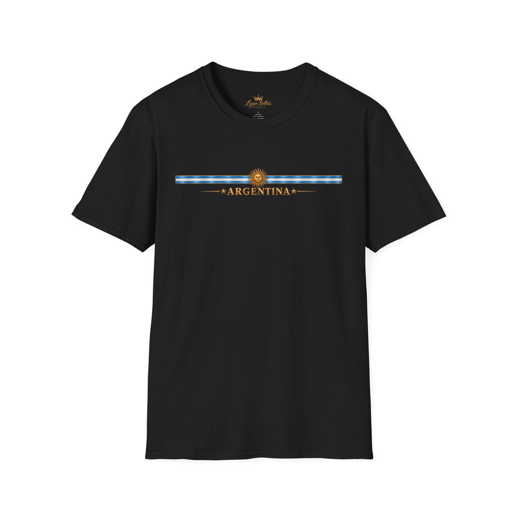 Argentina Stripe Tee — Minimal Sun & Flag Graphic T-Shirt