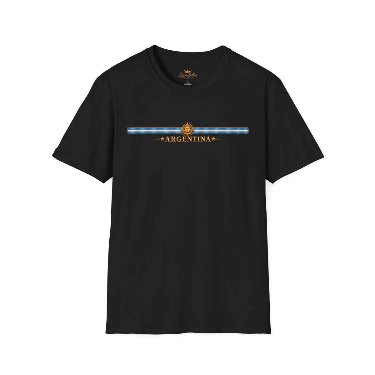 Argentina Stripe Tee — Minimal Sun & Flag Graphic T-Shirt