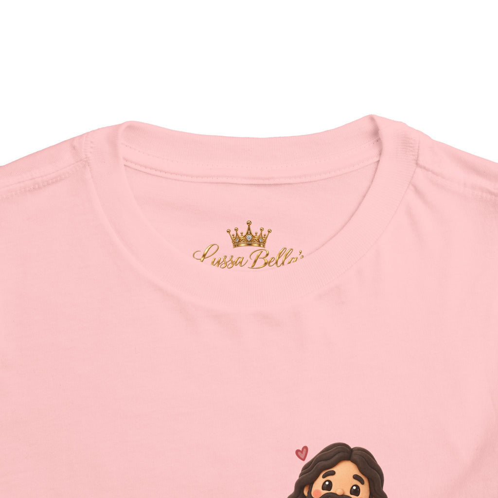 Toddler Tee — "Faith Over Fear" Cute Jesus Design (God Leads, Provides, Protects)