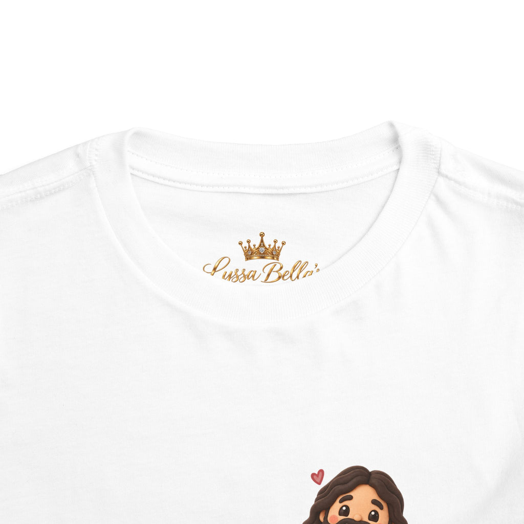 Toddler Tee — "Faith Over Fear" Cute Jesus Design (God Leads, Provides, Protects)