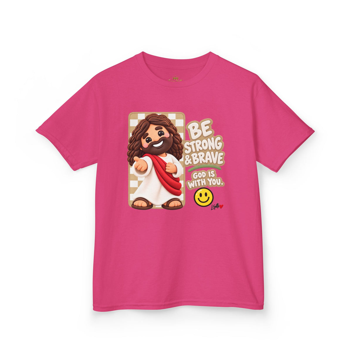 Kids T-Shirt — "Be Strong & Brave" Jesus Graphic Tee for Children