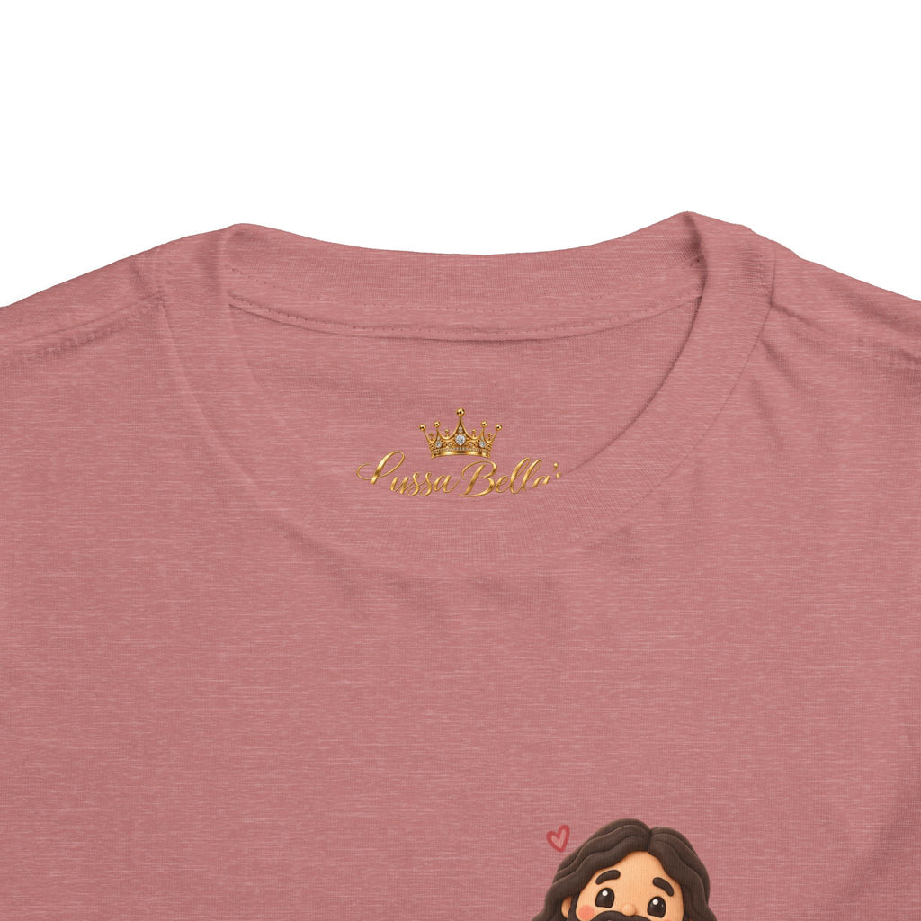 Toddler Tee — "Faith Over Fear" Cute Jesus Design (God Leads, Provides, Protects)