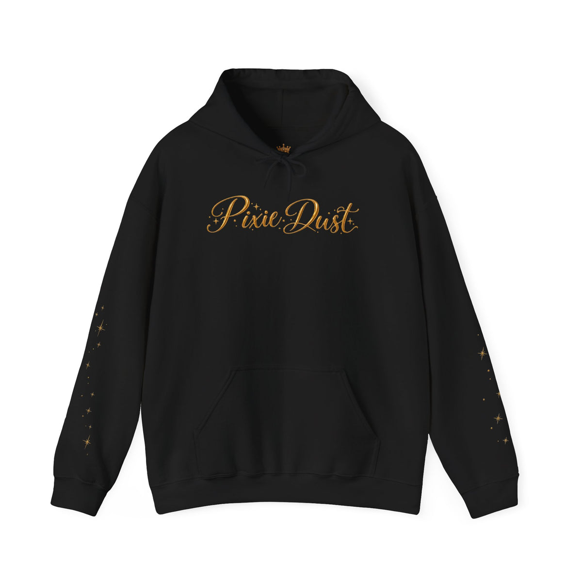 Pixie Dust Hoodie — Gold Sparkle Star Graphic Hooded Sweatshirt