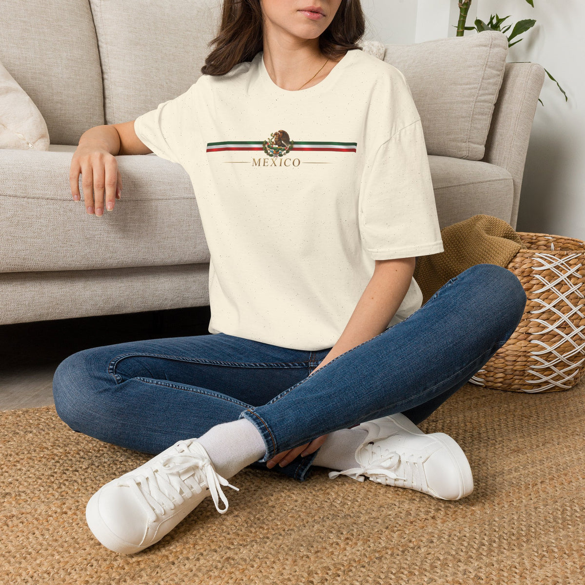 Mexico Flag Stripe T‑Shirt — Mexican Eagle Crest Tee