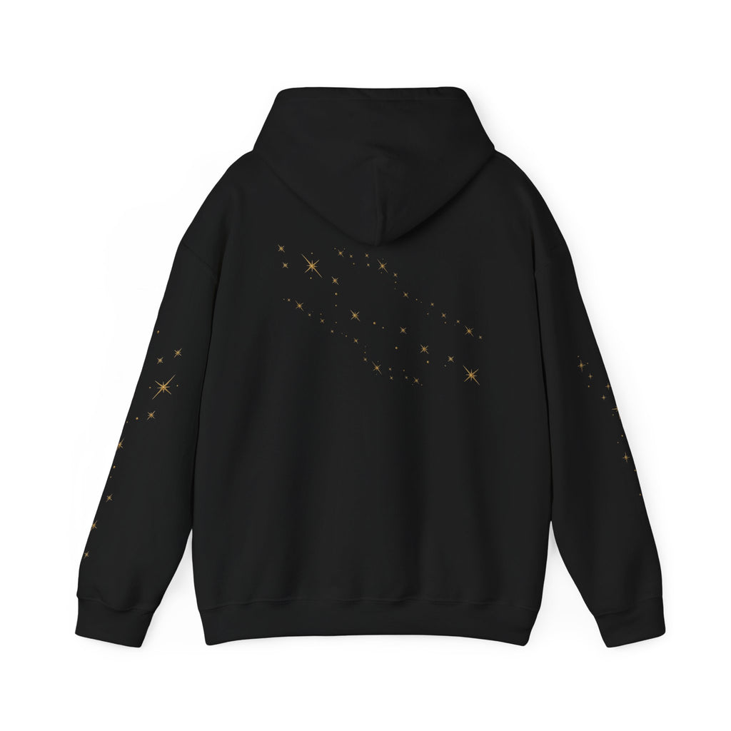 Pixie Dust Hoodie — Gold Sparkle Star Graphic Hooded Sweatshirt