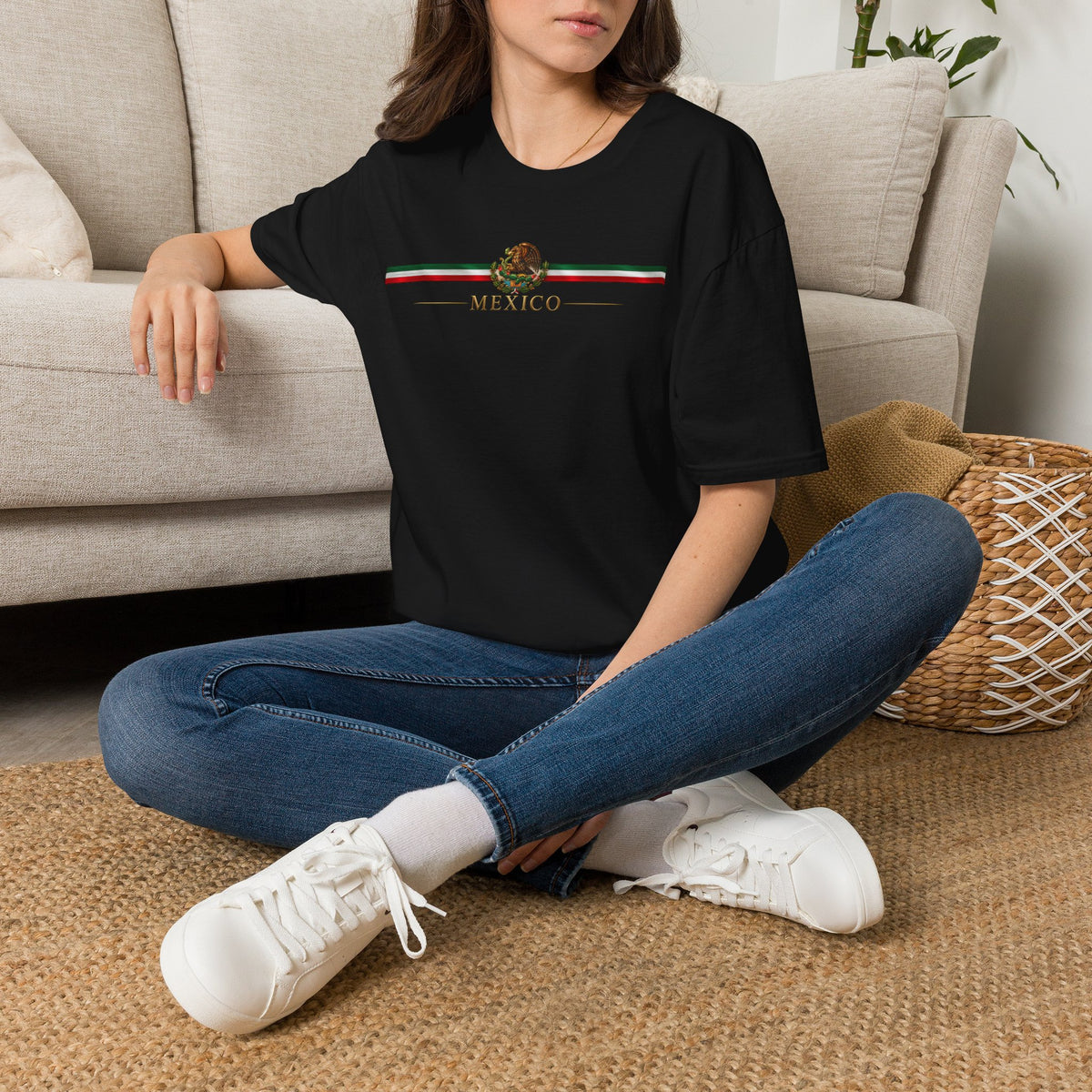 Mexico Flag Stripe T‑Shirt — Mexican Eagle Crest Tee