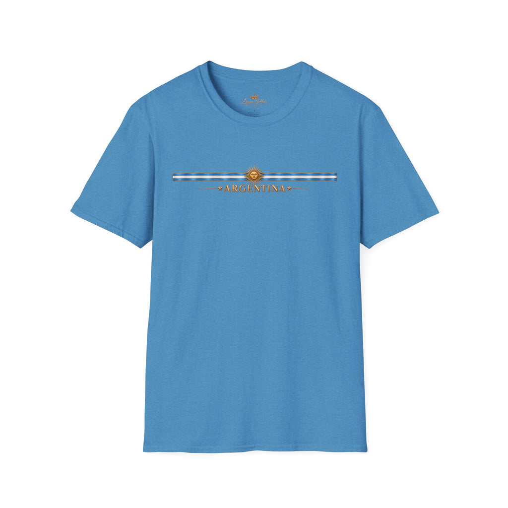 Argentina Stripe Tee — Minimal Sun & Flag Graphic T-Shirt