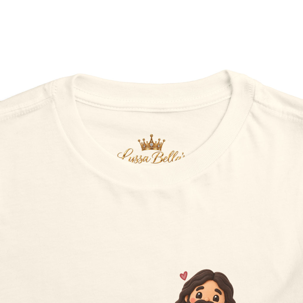 Toddler Tee — "Faith Over Fear" Cute Jesus Design (God Leads, Provides, Protects)