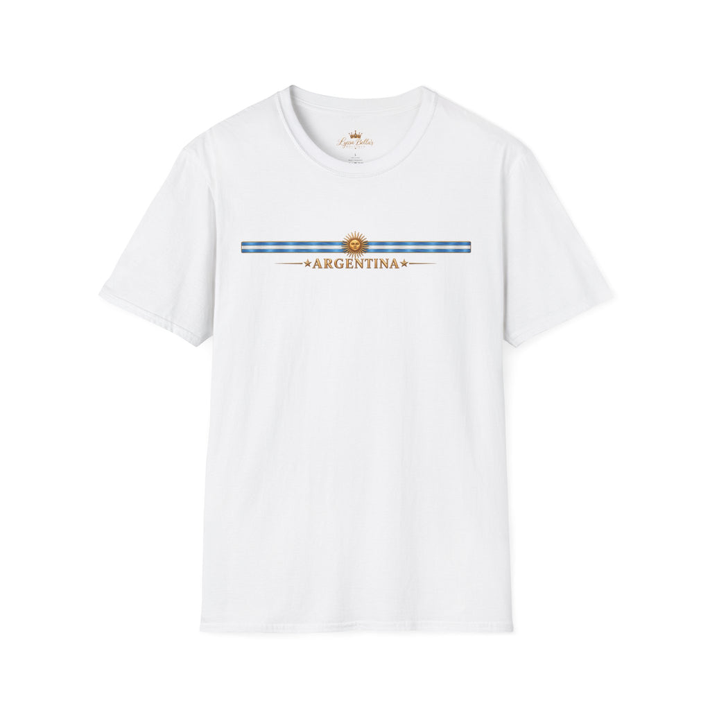 Argentina Stripe Tee — Minimal Sun & Flag Graphic T-Shirt