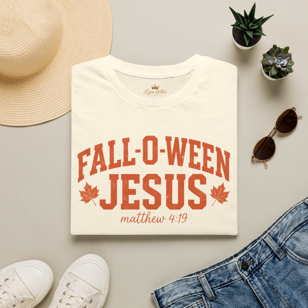 Fall-O-Ween Jesus T‑Shirt — Matthew 4:19 Autumn Faith Tee