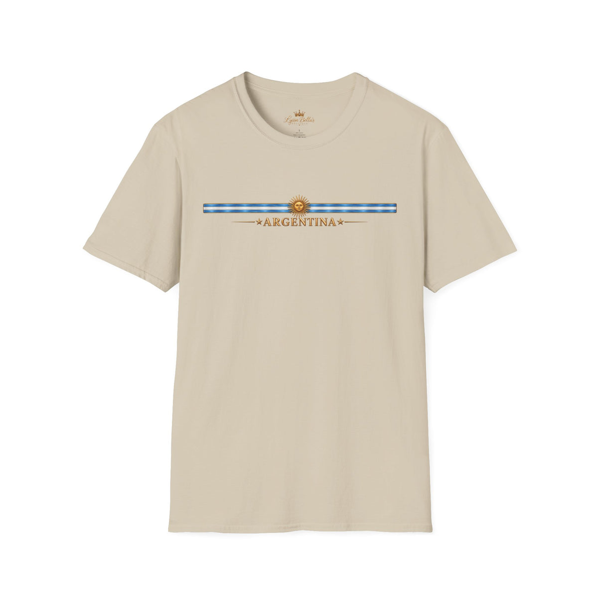Argentina Stripe Tee — Minimal Sun & Flag Graphic T-Shirt