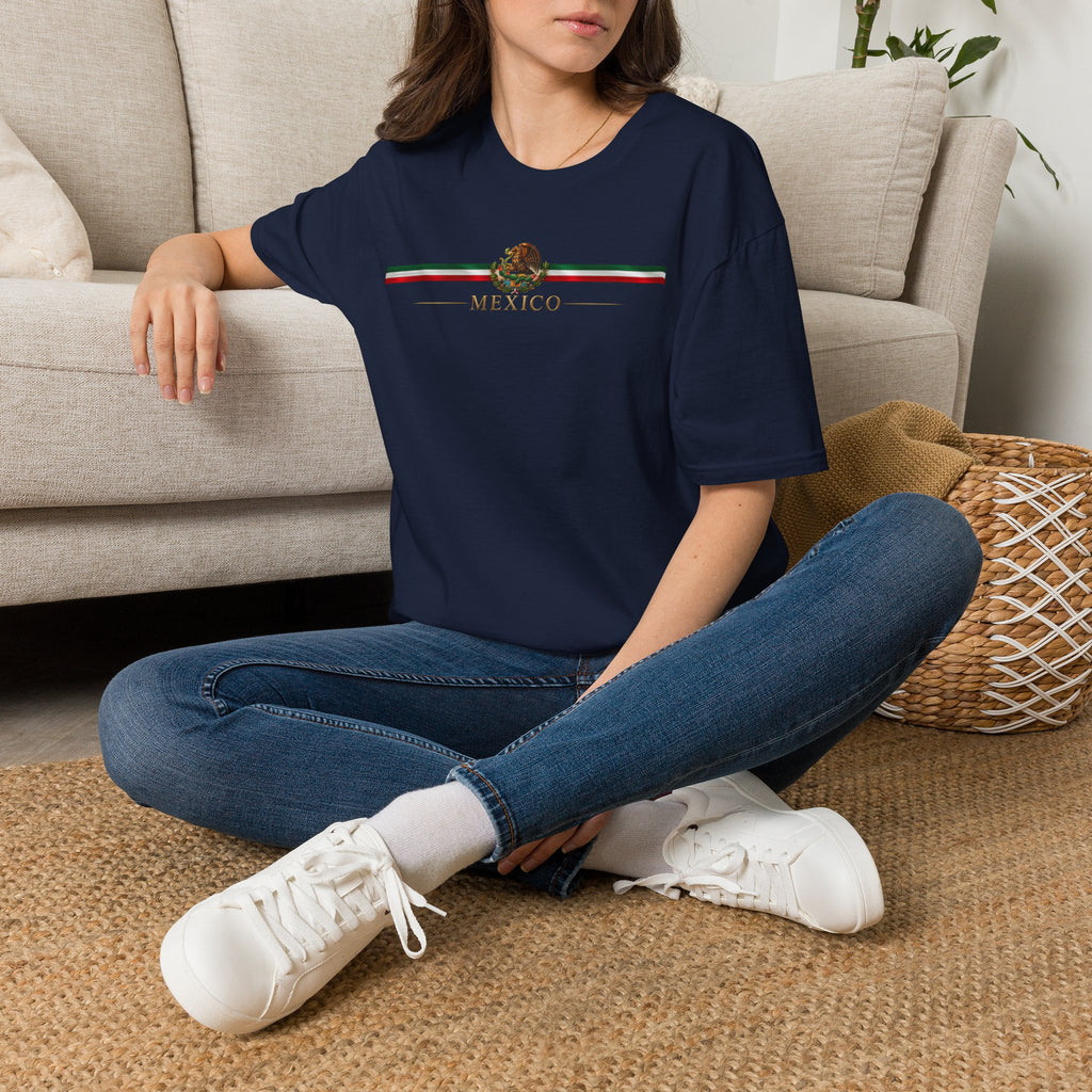 Mexico Flag Stripe T‑Shirt — Mexican Eagle Crest Tee