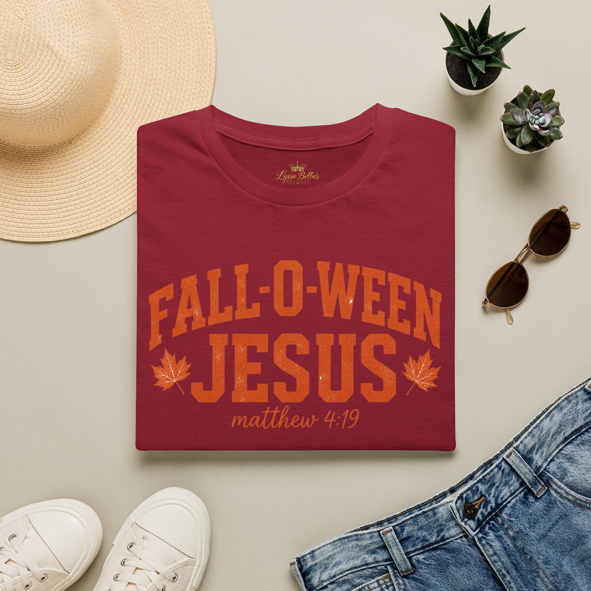 Fall-O-Ween Jesus T‑Shirt — Matthew 4:19 Autumn Faith Tee