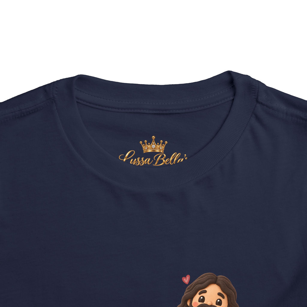 Toddler Tee — "Faith Over Fear" Cute Jesus Design (God Leads, Provides, Protects)