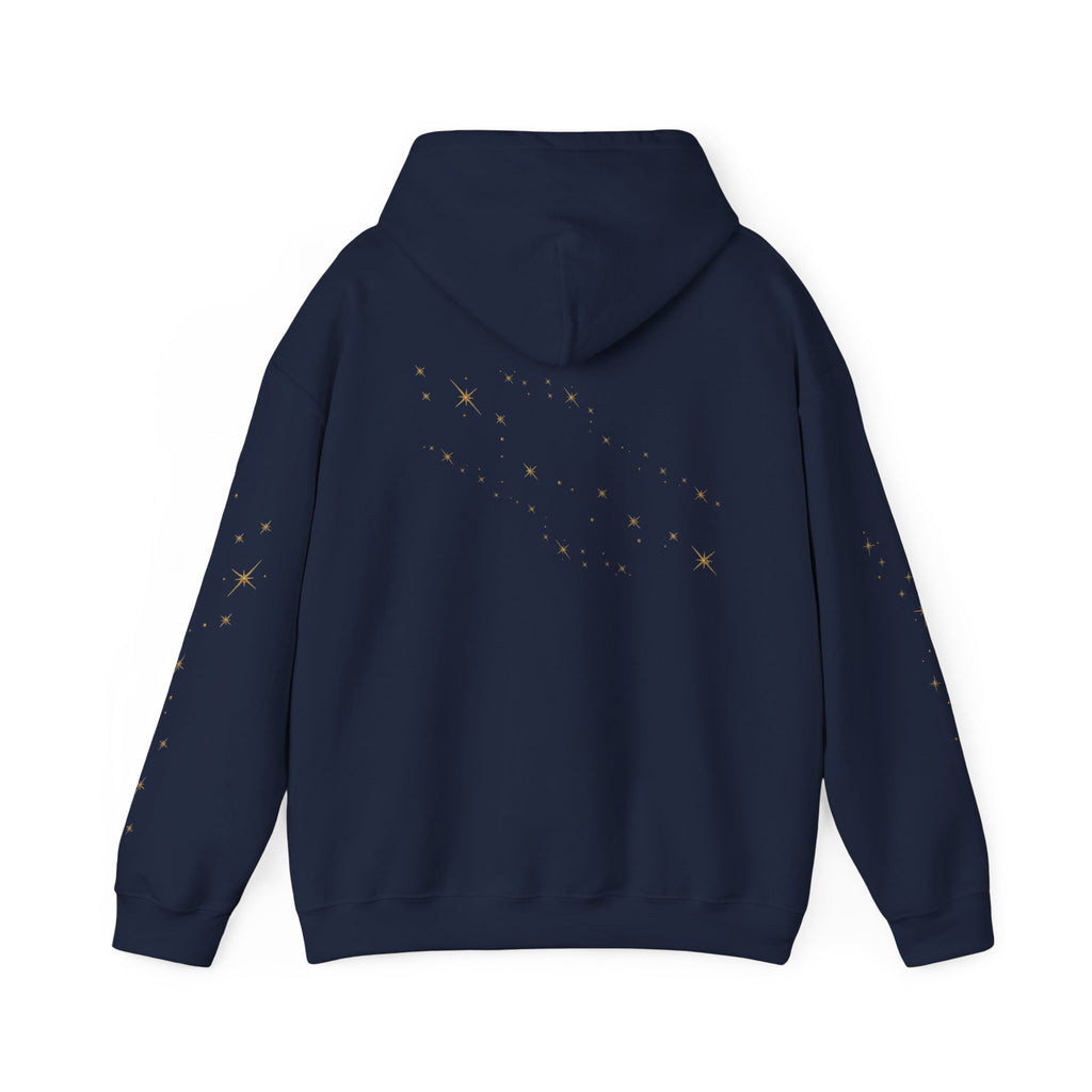 Pixie Dust Hoodie — Gold Sparkle Star Graphic Hooded Sweatshirt
