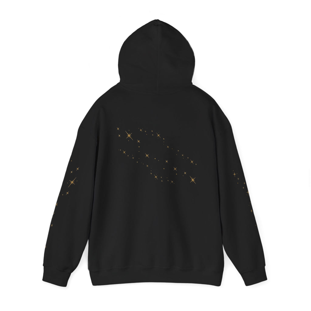 Pixie Dust Hoodie — Gold Sparkle Star Graphic Hooded Sweatshirt
