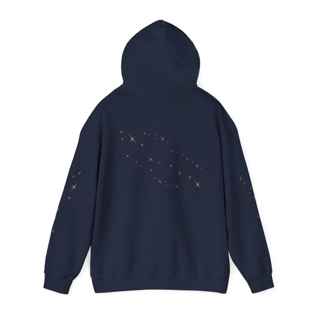 Pixie Dust Hoodie — Gold Sparkle Star Graphic Hooded Sweatshirt