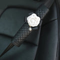 1/2pcs Camellia Flower Car Safety Seat Belt Cover Pu Leather Shoulder Pad Car Styling Seatbelt Cover Car Accessories for Women