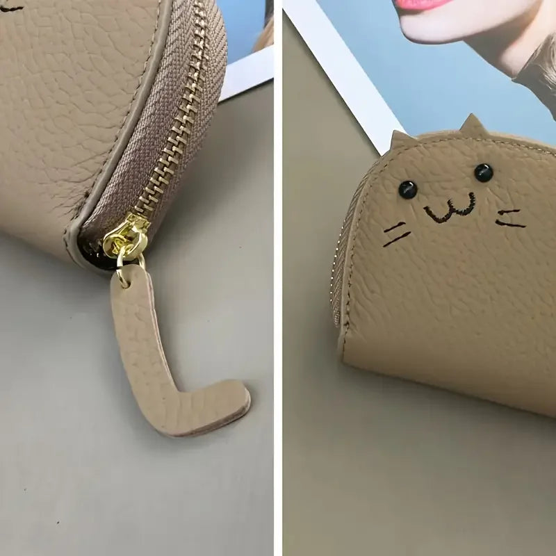 Cartoon Cat Shaped Design Wallet Women's Multi-Card Slots Holder Cute Fashion Faux Leather Coin Purse Creative ID Card Holder