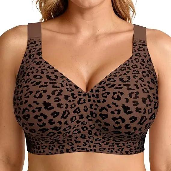 S-4XL Leopard Print Seamless Jelly Bras Full Coverage Brassiere No Underwire Push Up Wireless Bra Seamless Lift Bras Plus Size