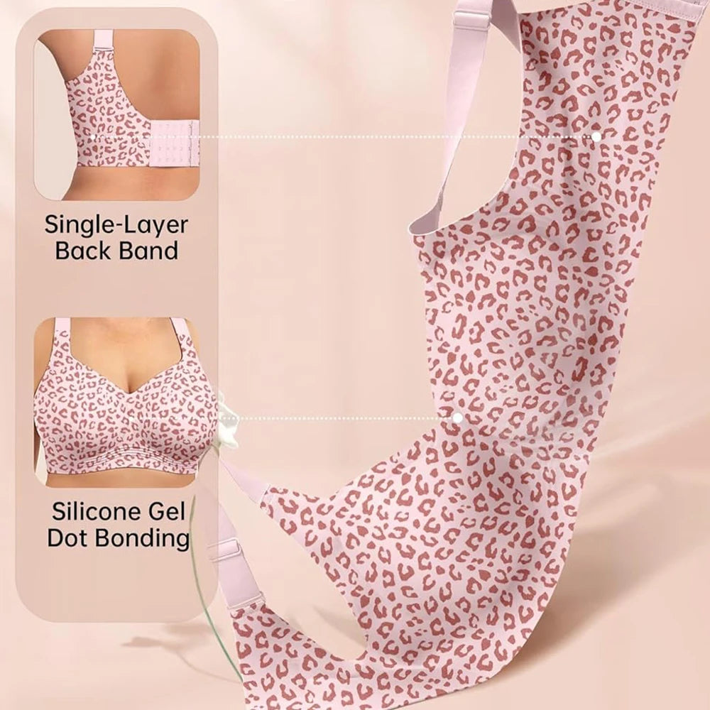 S-4XL Leopard Print Seamless Jelly Bras Full Coverage Brassiere No Underwire Push Up Wireless Bra Seamless Lift Bras Plus Size