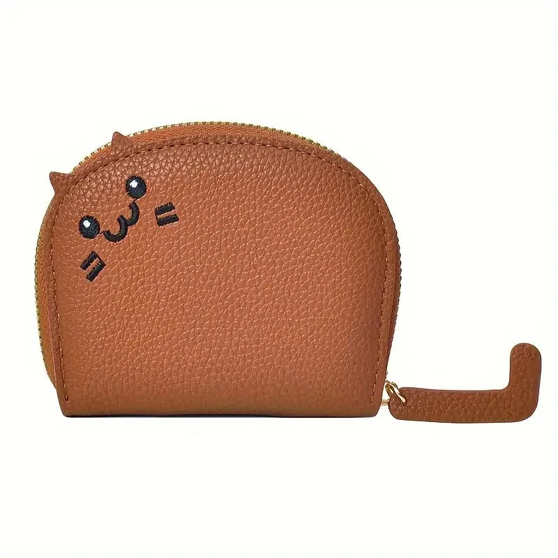 Cartoon Cat Shaped Design Wallet Women's Multi-Card Slots Holder Cute Fashion Faux Leather Coin Purse Creative ID Card Holder