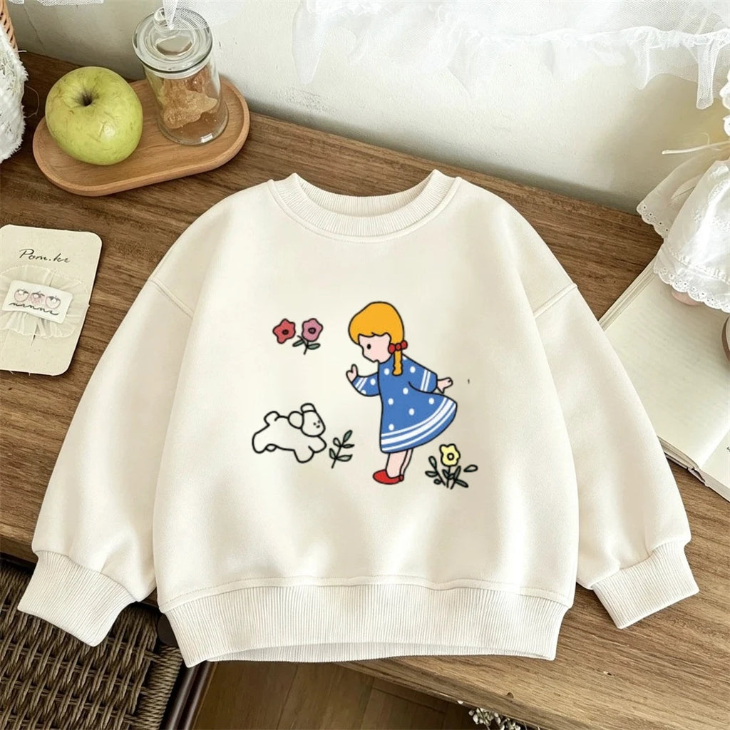 Pink Blue Beige Tops For Boys And Girls Crewneck Pullovers Loose Casual Clothes Fashion Casual Sweatshirts Baby Autumn Wear