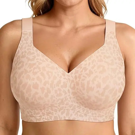 S-4XL Leopard Print Seamless Jelly Bras Full Coverage Brassiere No Underwire Push Up Wireless Bra Seamless Lift Bras Plus Size