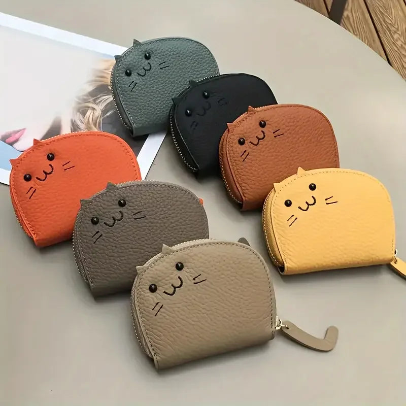 Cartoon Cat Shaped Design Wallet Women's Multi-Card Slots Holder Cute Fashion Faux Leather Coin Purse Creative ID Card Holder