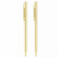 2/6pcs Golden Metal Ultra-Thin Retractable Ballpoint Pen with a Medium Tip, Smooth Writing, Made of Metal, Ideal for Weddings
