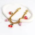 DIY Zinc Alloy Bag Hanging Chain with Cherry Pendant Detachable Shoulder Bag Carrying Chain Handbag Extension Chain for Woman