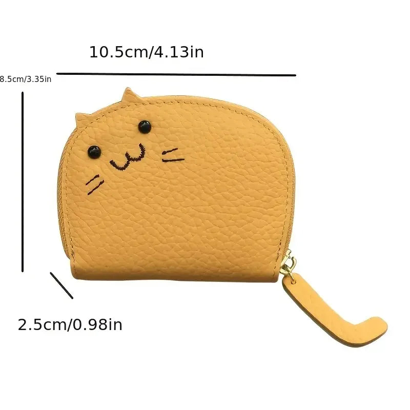 Cartoon Cat Shaped Design Wallet Women's Multi-Card Slots Holder Cute Fashion Faux Leather Coin Purse Creative ID Card Holder