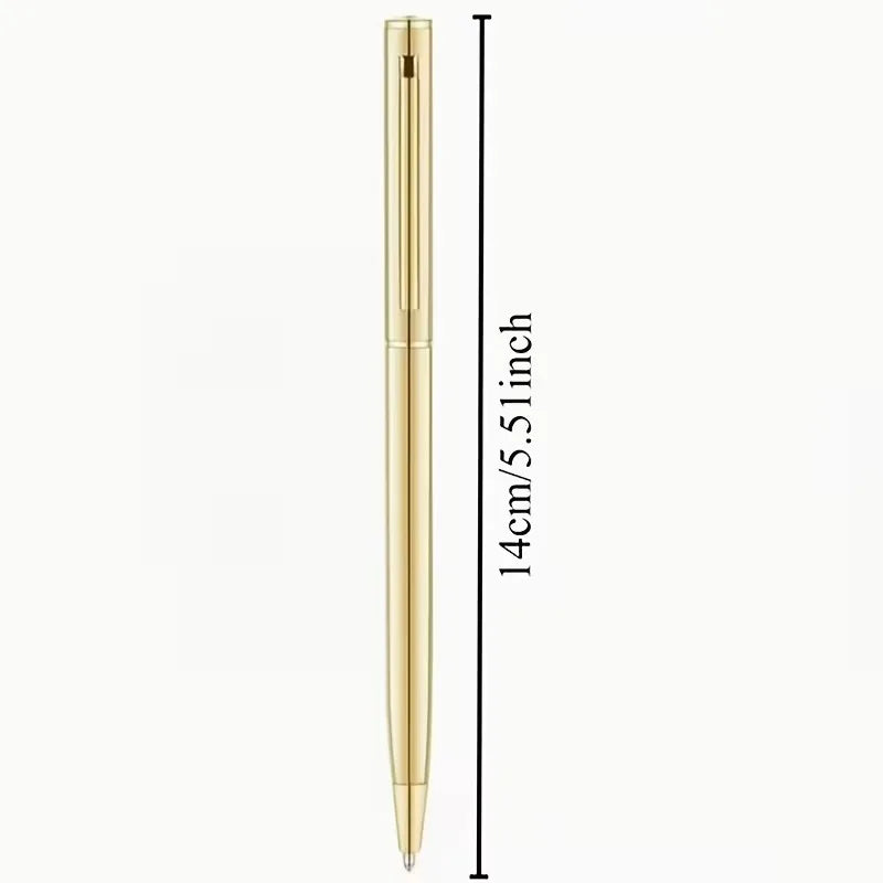 2/6pcs Golden Metal Ultra-Thin Retractable Ballpoint Pen with a Medium Tip, Smooth Writing, Made of Metal, Ideal for Weddings