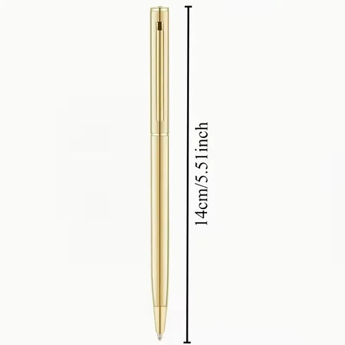 2/6pcs Golden Metal Ultra-Thin Retractable Ballpoint Pen with a Medium Tip, Smooth Writing, Made of Metal, Ideal for Weddings